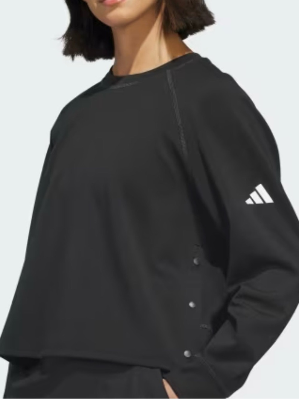 adidas Black Crewneck Sweatshirt with Side Snap Detail